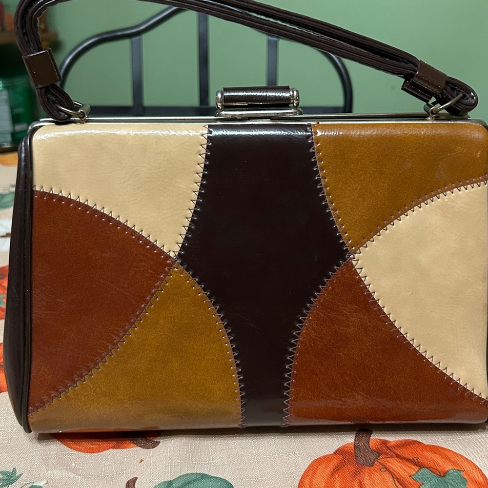 Brown And Cream Patchwork Handbag - image 3